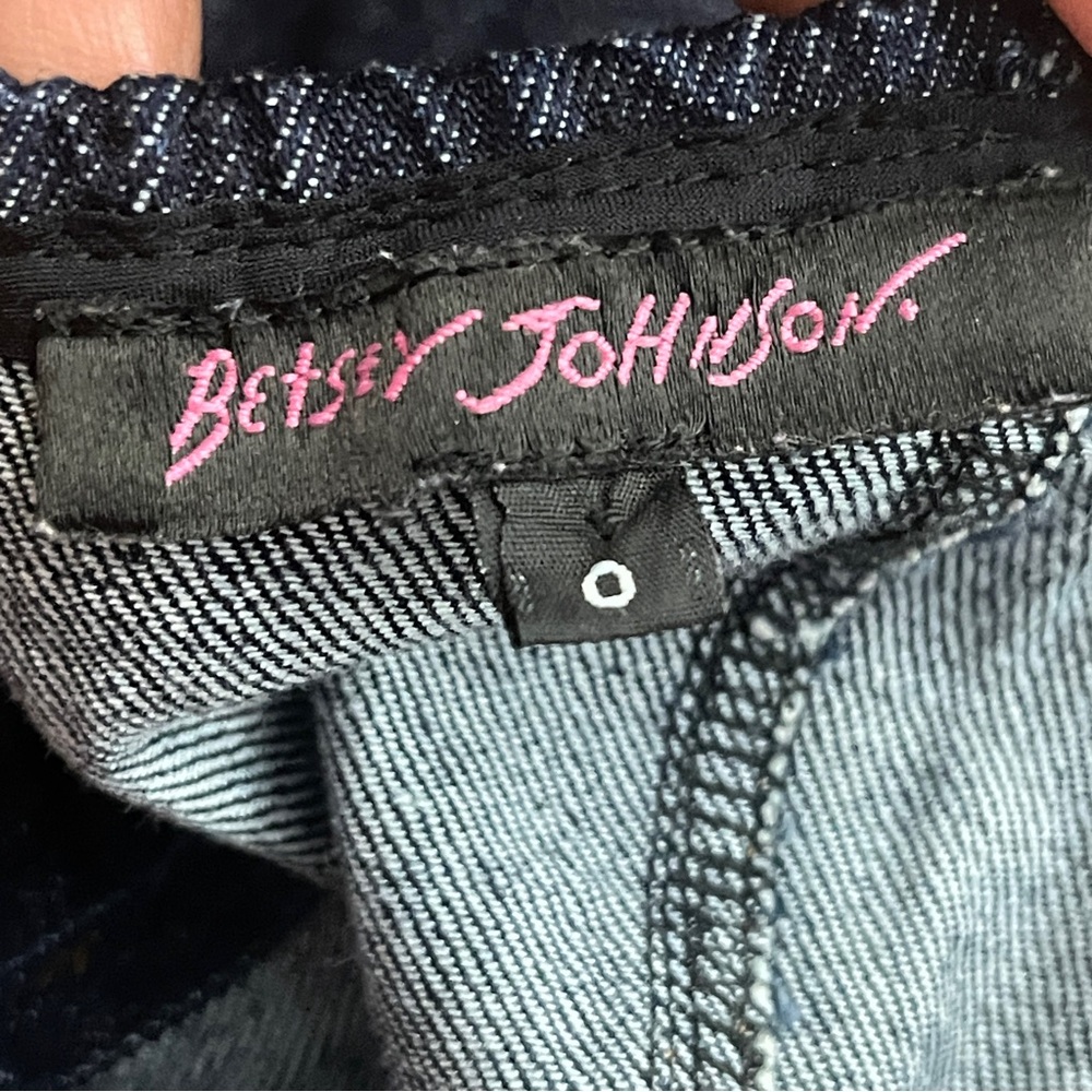 Vintage Betsy Johnson Denim Halter Jumpsuit Sweetheart Tie Bustline Sz 0 EUC - Picture 3 of 11
